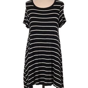 ACEMI Short Mini Dress Striped Black White Short Sleeves Womens Small